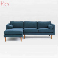 blue Chaise Lounge Living Room Fabric Corner sectional couch funiture sofa home